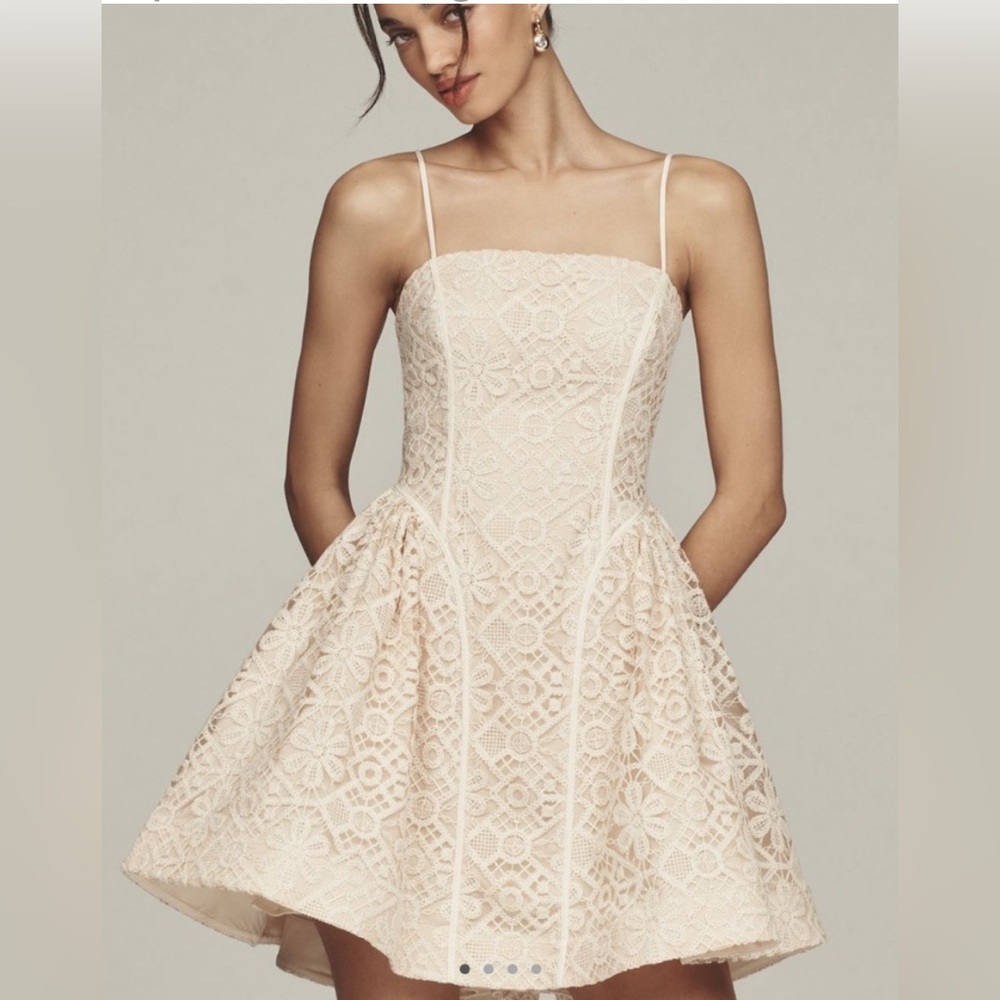 Anthropologie Lace Basque-Waist Mini Dress Size 10